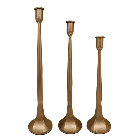 Gold Cast Iron Taper Candle Holders