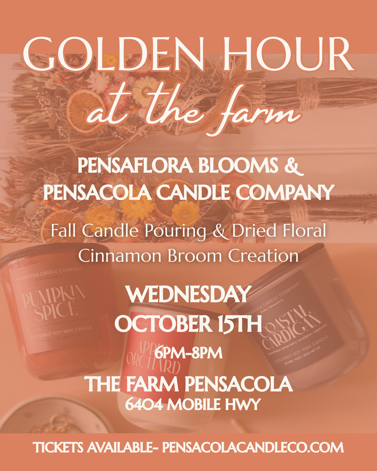 Golden Hour At The Farm- Candle Pouring & Dried Floral Arrangement Class