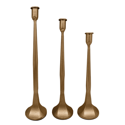 Gold Cast Iron Taper Candle Holders