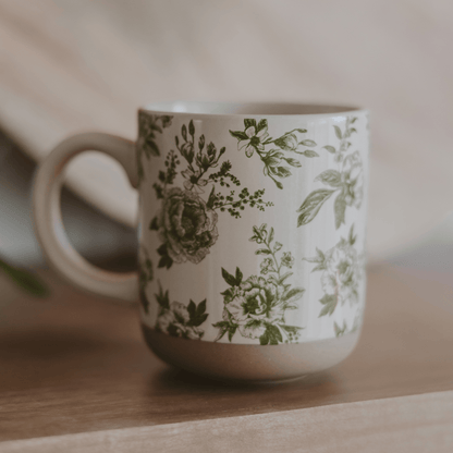 Green Delft 14oz. Stoneware Coffee Mug