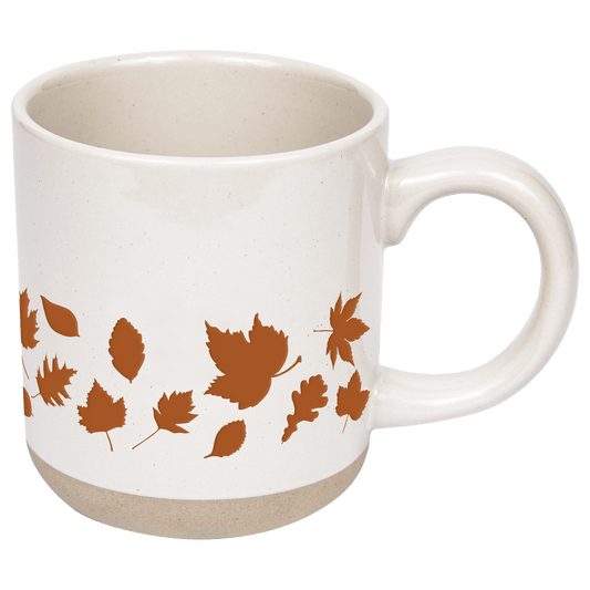 Orange Leaves 14oz. Cream Stoneware Coffee Mug