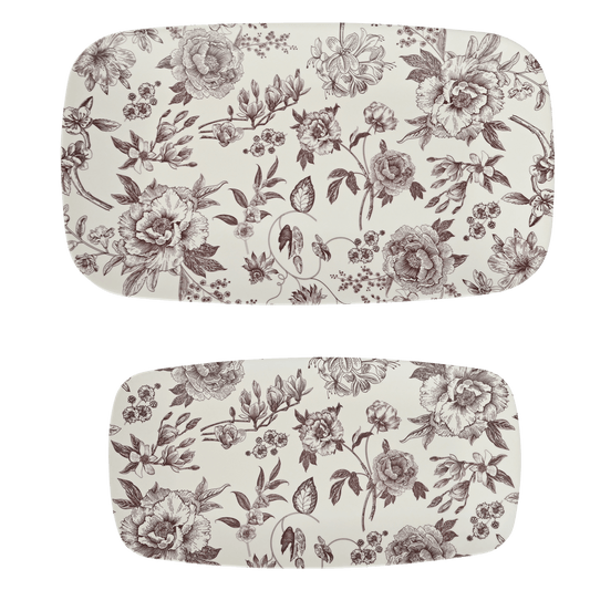 Brown Delft Stacking Melamine Tray - set of 2